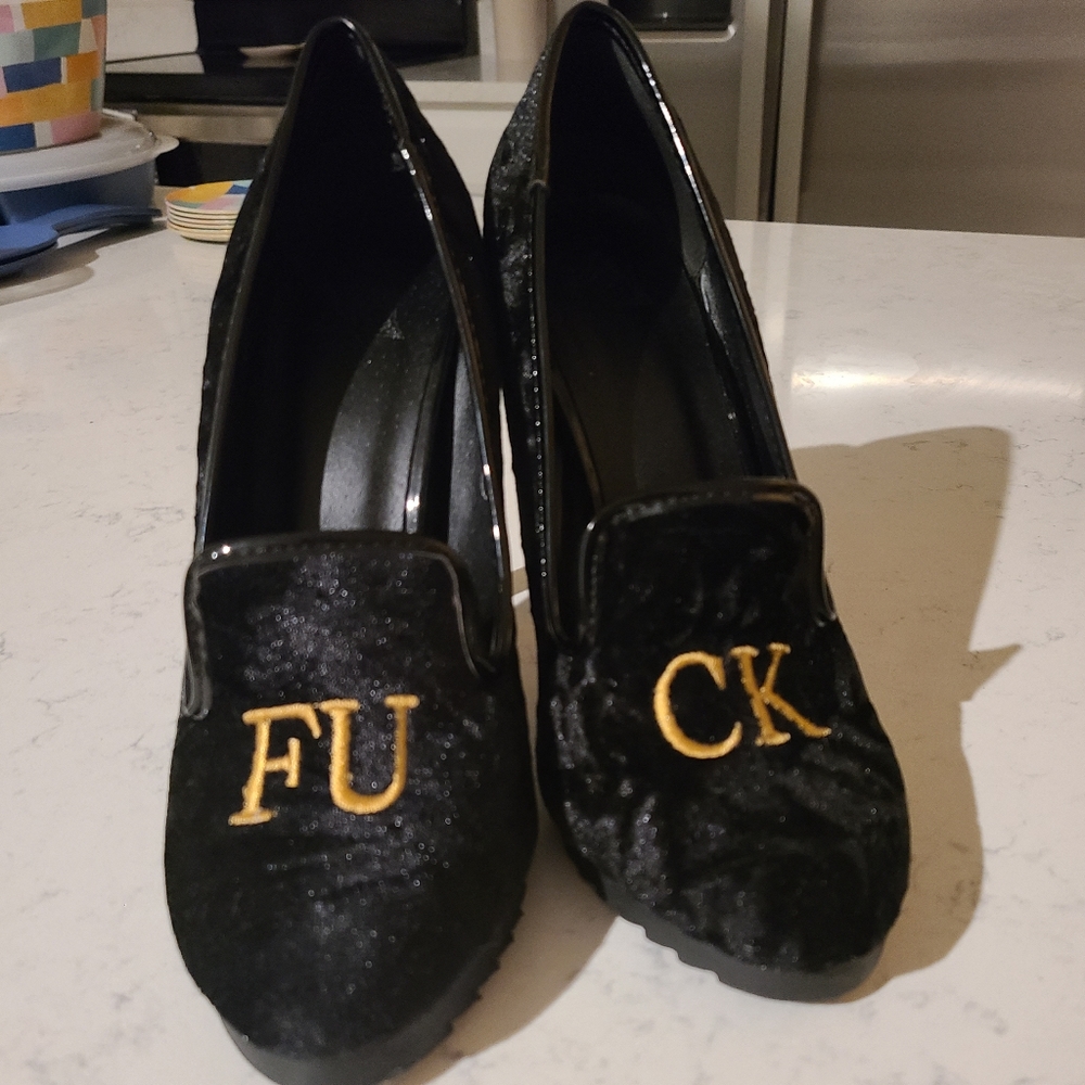 YRU f u c k loafer heels/pump
